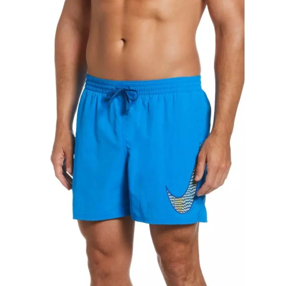 Nike Mens‎ Blue Volley Swim Shorts Large Graphic Swoosh Trunks